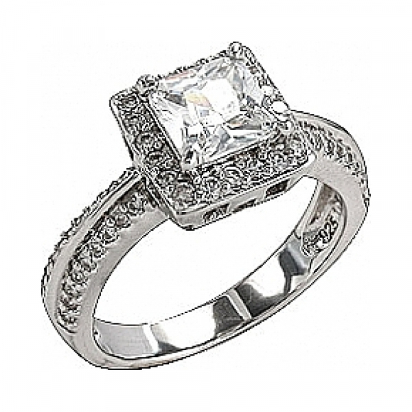 Серебряное кольцо с фианитом № 75166