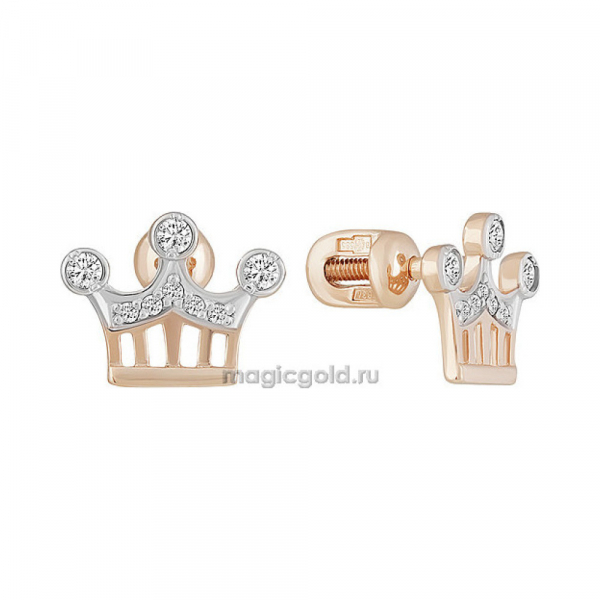 Пуссеты с фианитом № 155416