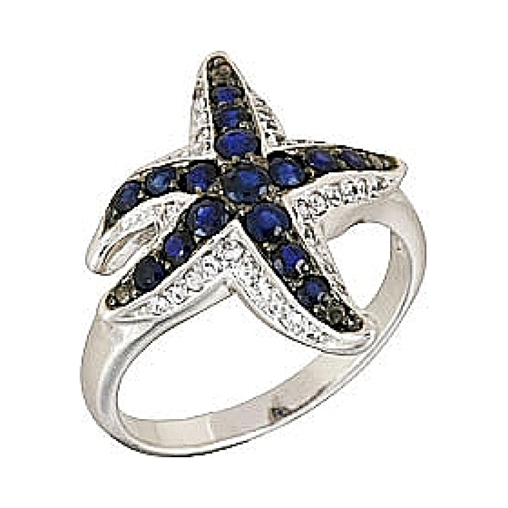  Кольцо с сапфиром «Морская звезда»  № 65385