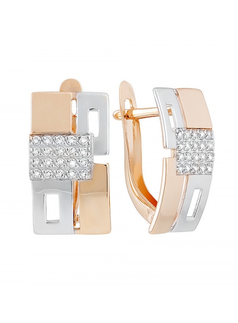 Золотые серьги с фианитом № 129871