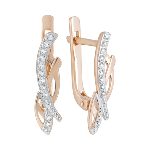 Золотые серьги с фианитами № 126410