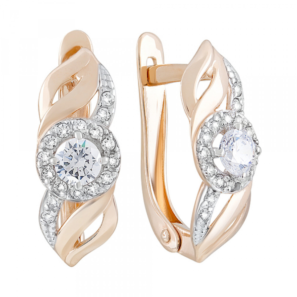 Золотые серьги с фианитами № 126755