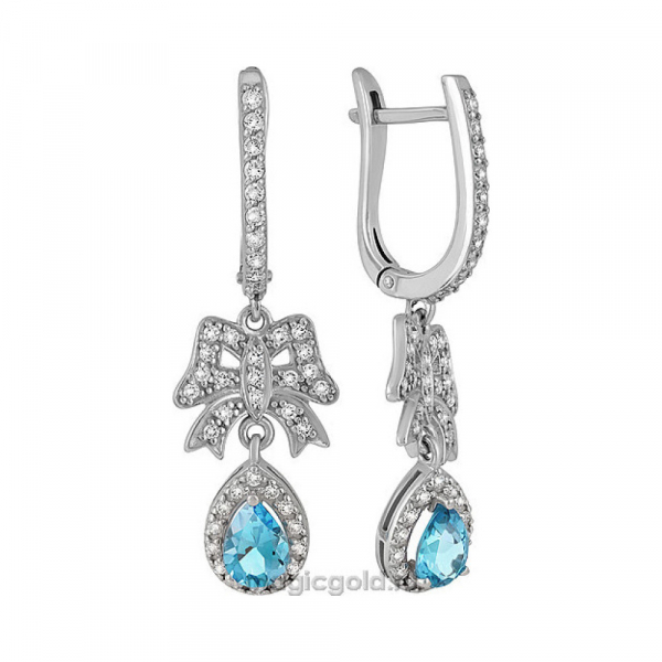 Серебряные серьги с топазом и фианитом № 134182