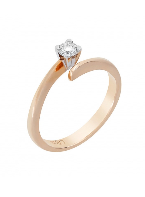 Золотое кольцо с бриллиантом № 112753