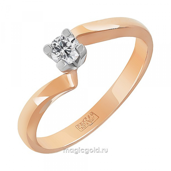 Золотое кольцо с бриллиантом № 98177