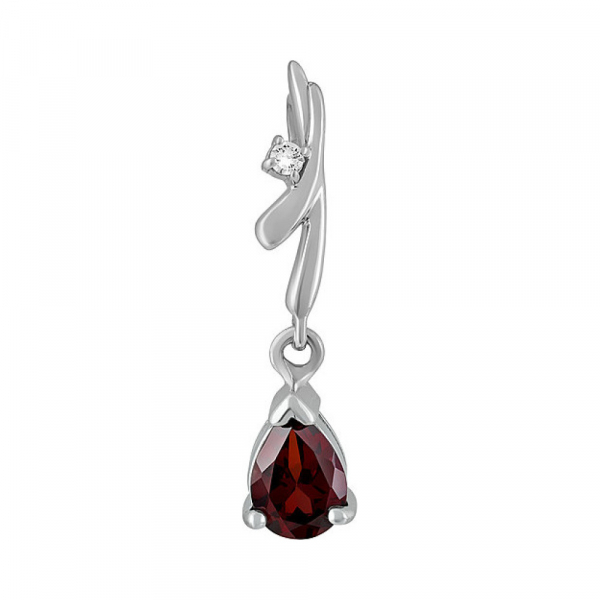 Серебряная подвеска с гранатом и фианитом № 132812