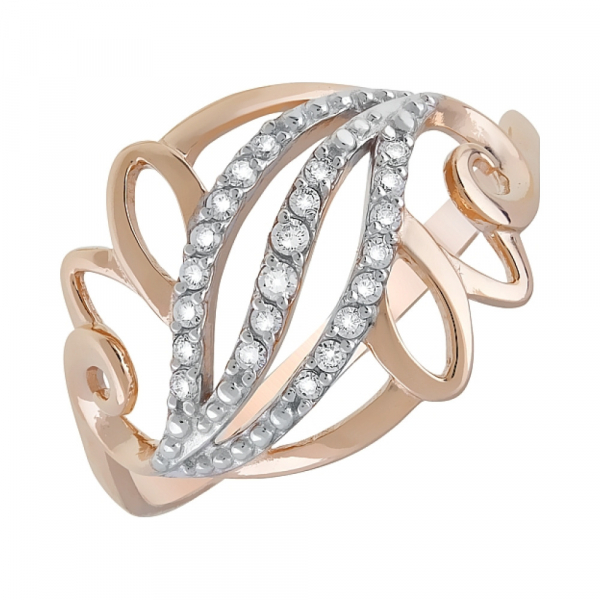 Золотое кольцо с фианитами № 120673