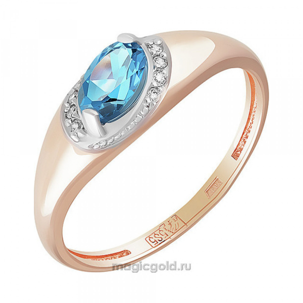 Золотое кольцо с топазом и фианитом № 158933