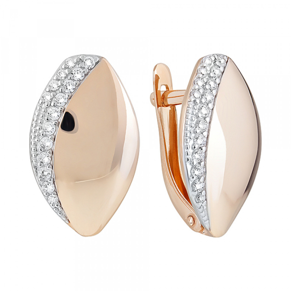 Золотые серьги с фианитами № 124011