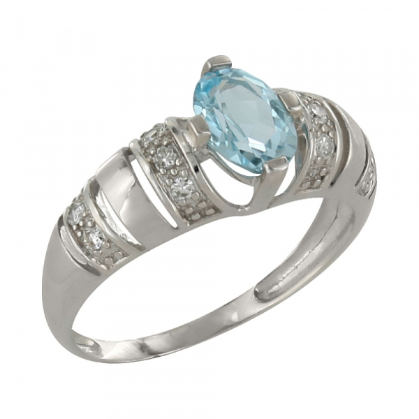 Золотое кольцо с бриллиантом и топазом № 83715