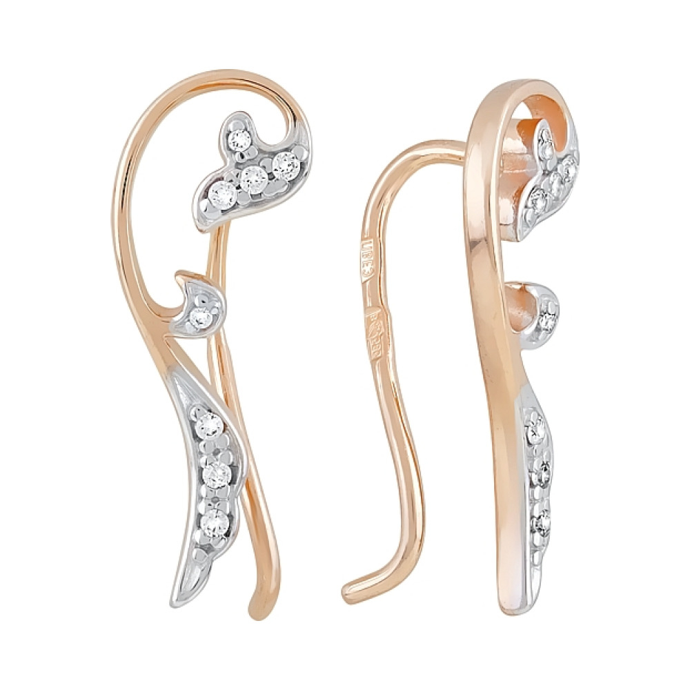 Золотые серьги с фианитами № 121430