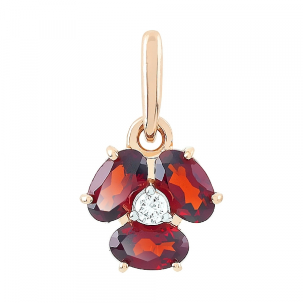 Золотая подвеска с гранатом и фианитом № 112248