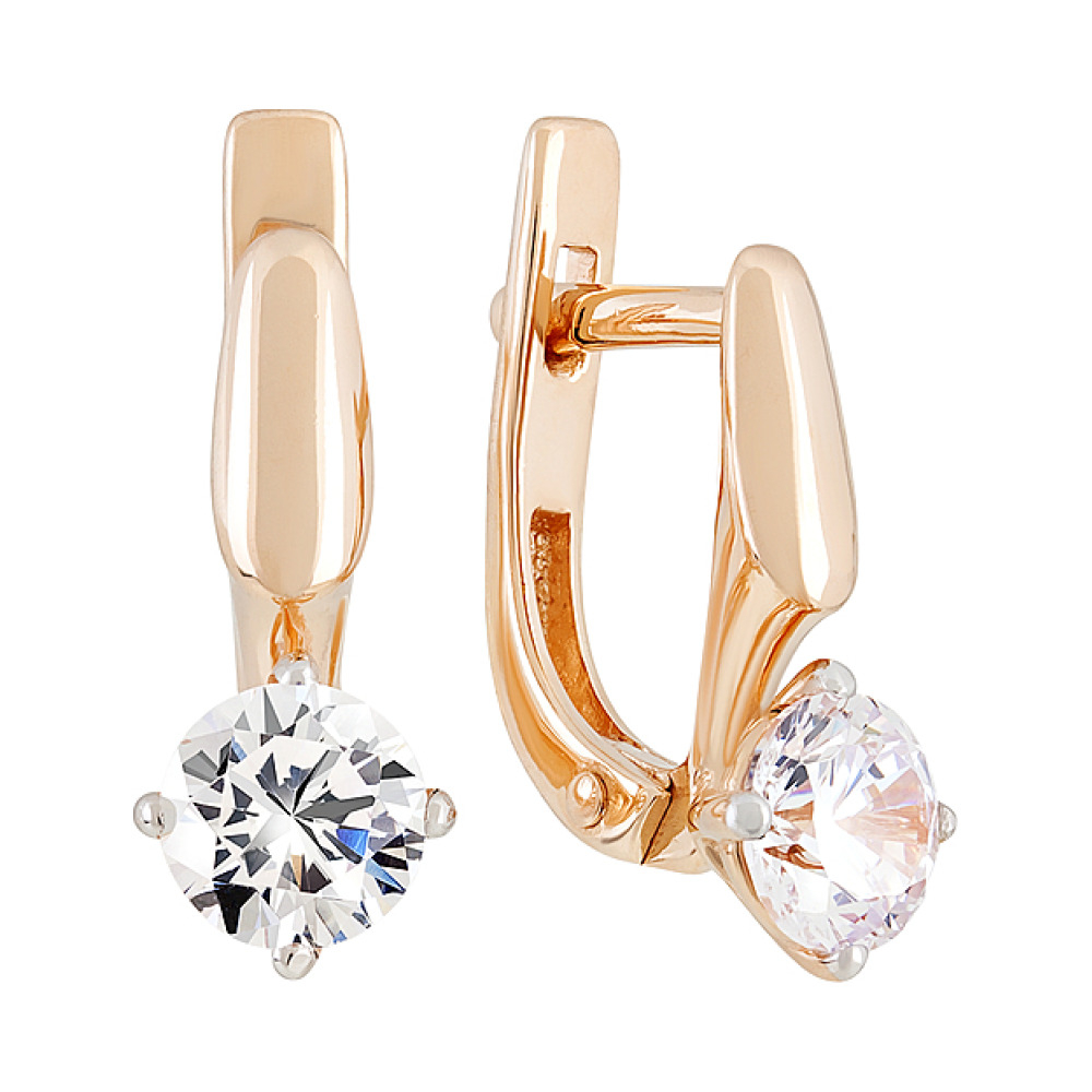 Золотые серьги с фианитом № 129791