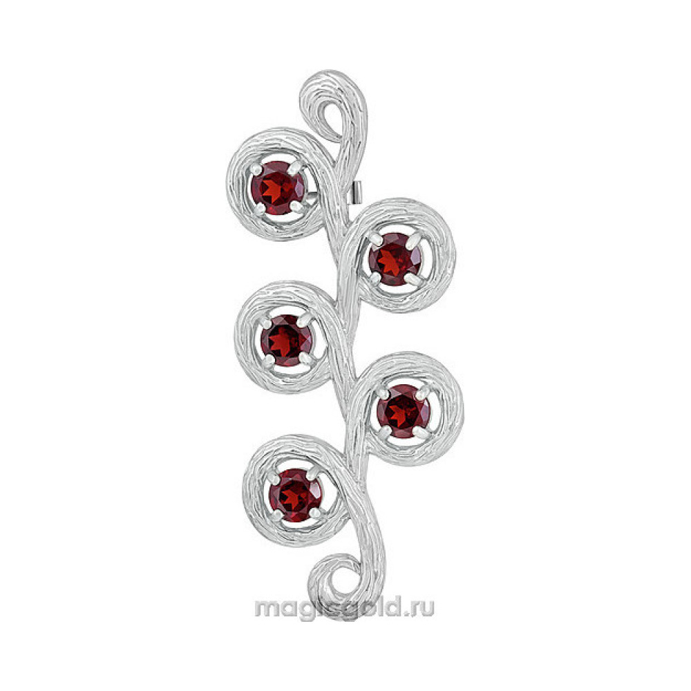 Серебряная брошь с гранатом № 135197