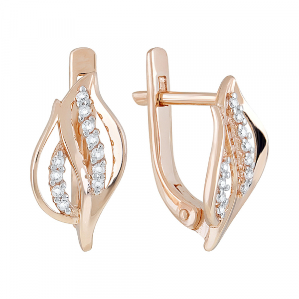 Золотые серьги с фианитами № 123846