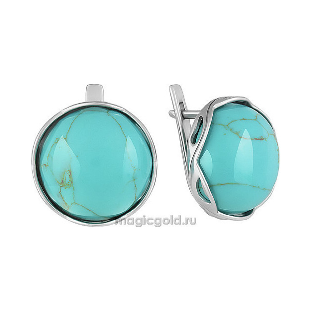 Серебряные серьги с бирюзой № 151397