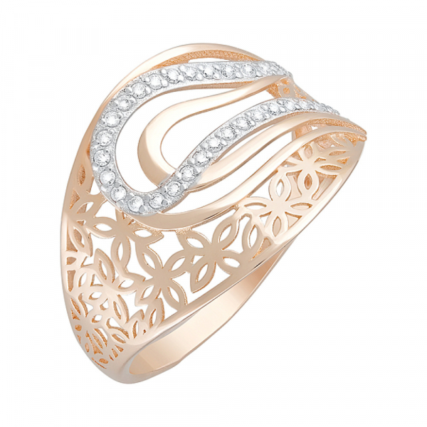 Золотое кольцо с фианитами № 124716