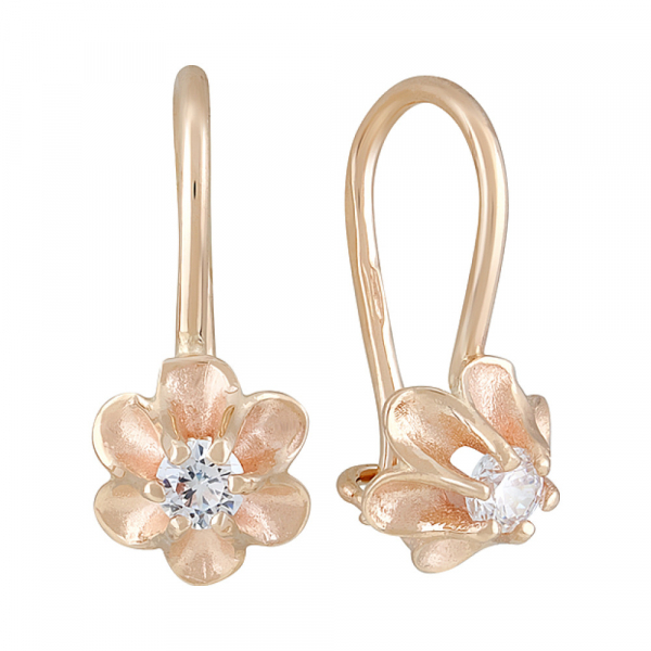 Золотые серьги с фианитом № 127672