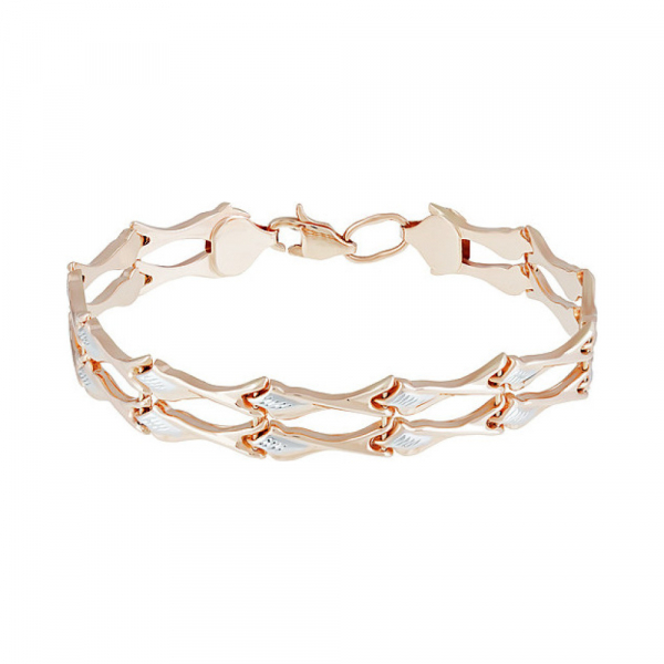 Золотой браслет без камня с алмазкой № 136864