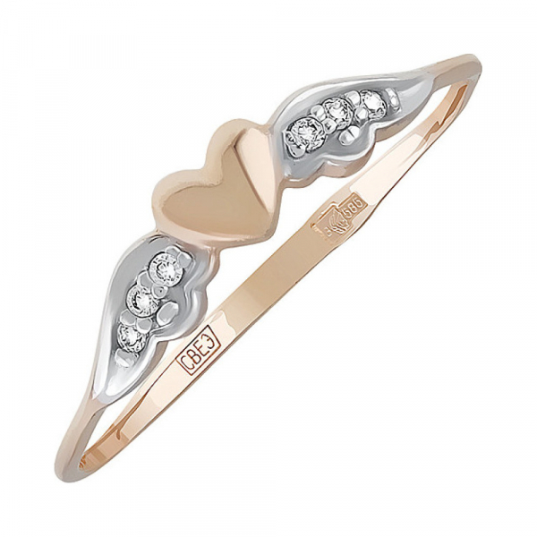 Золотое кольцо с фианитом № 134576