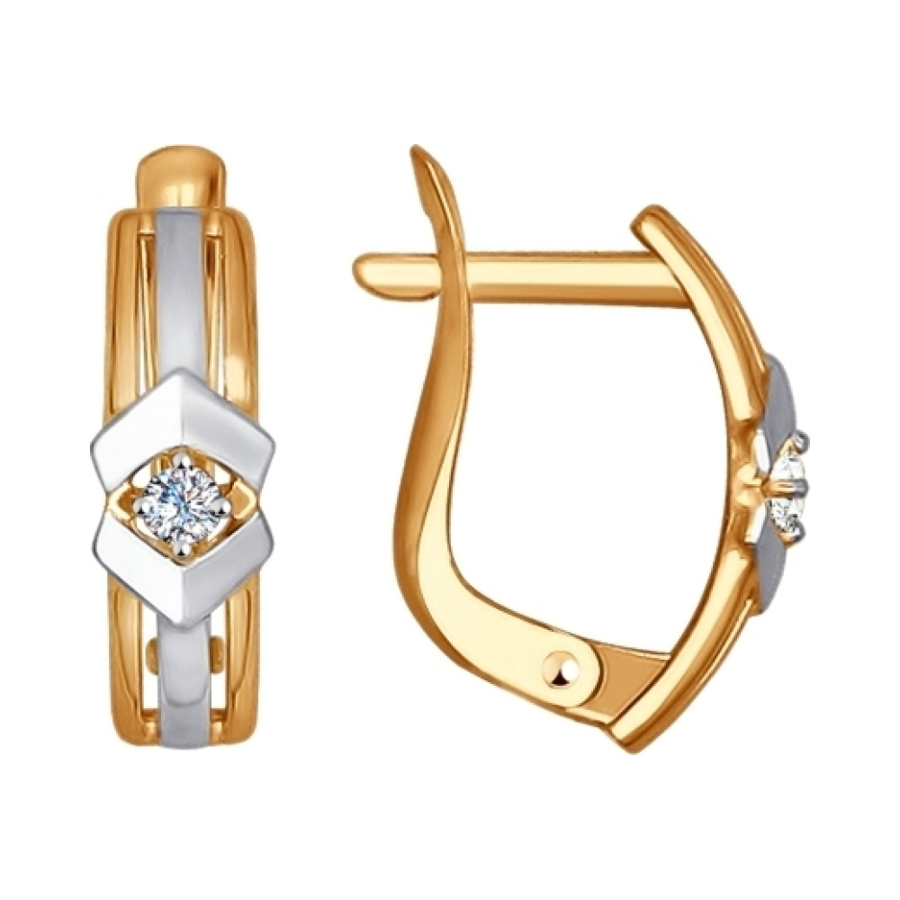 Золотые серьги с фианитом № 137919