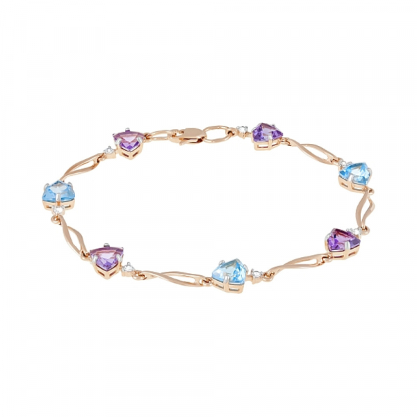 Золотой браслет с полудраг. вставками и фианитом № 120870