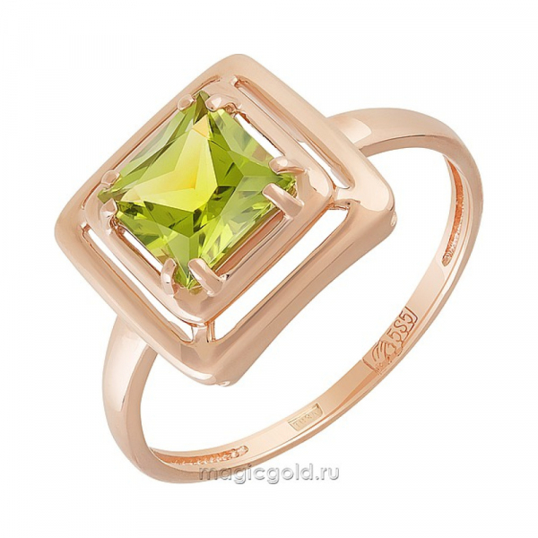 Золотое кольцо с хризолитом № 160521