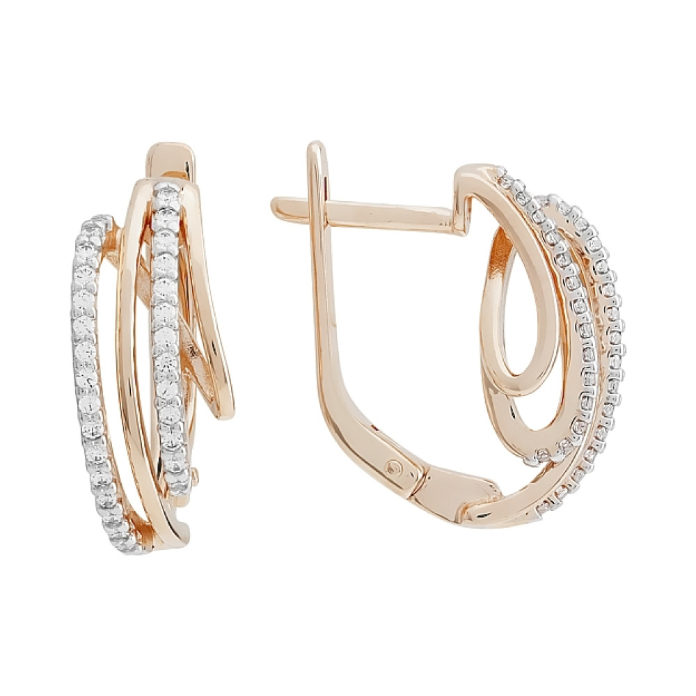 Золотые серьги с фианитами № 109065