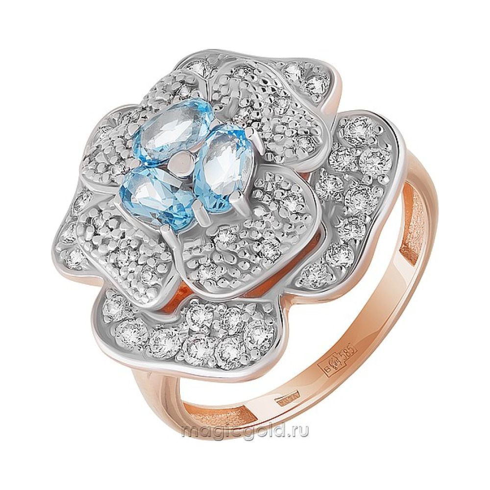 Золотое кольцо с топазом и фианитом № 164112