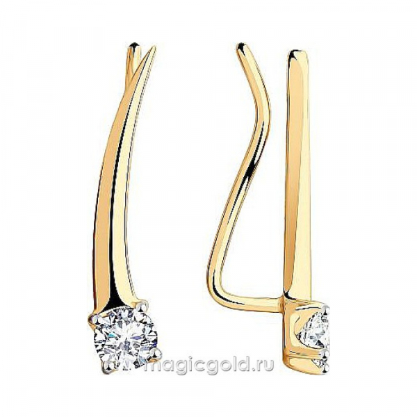 Золотые серьги с фианитом № 174101