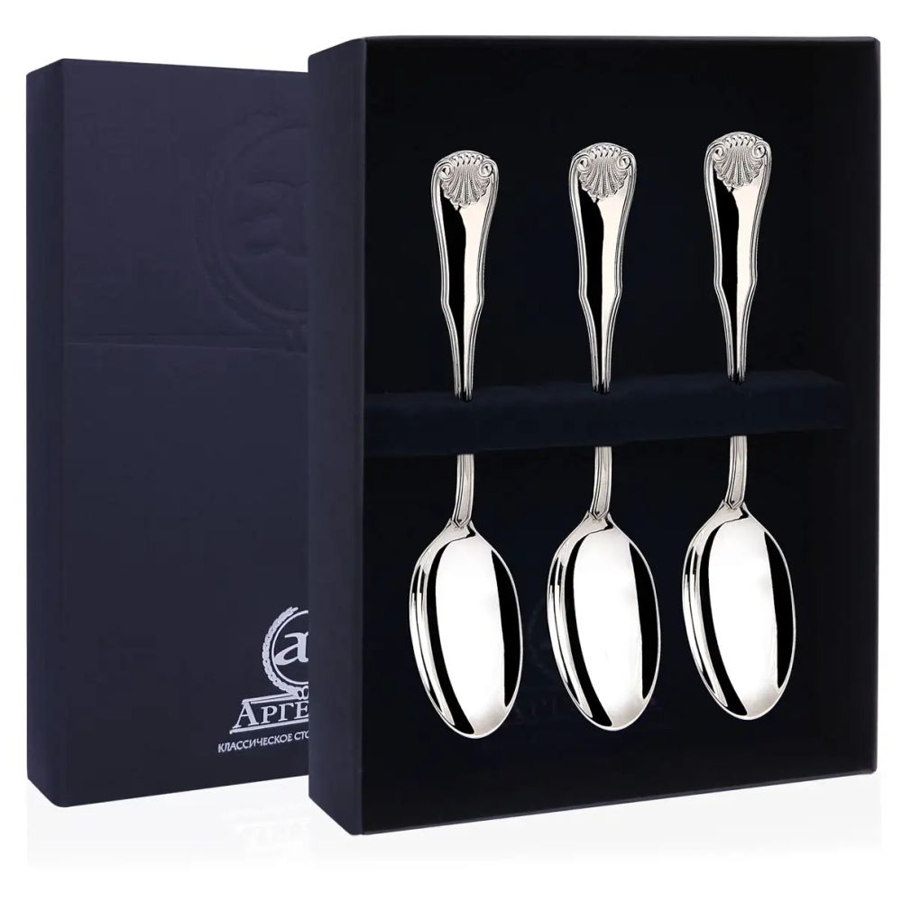 Набор чайной ложки Визит . Набор 3 предмета. из серебра 925 пробы