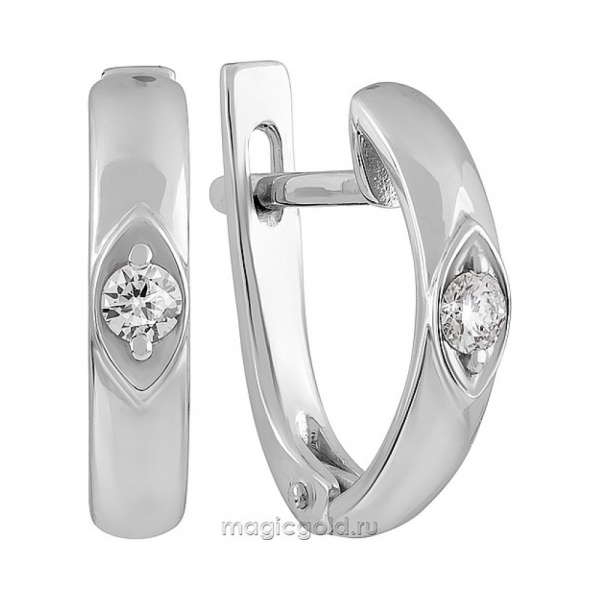 Золотые серьги с бриллиантом № 160700