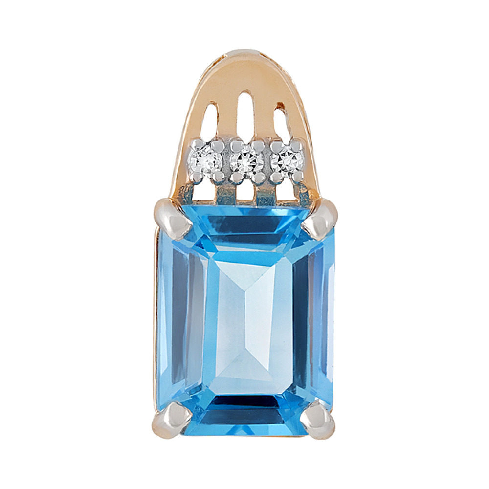 Золотая подвеска с топазом и фианитом № 131734