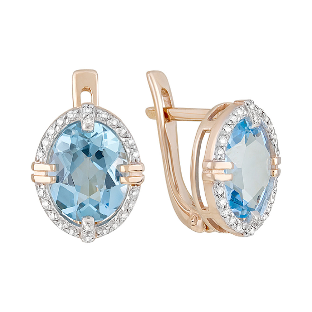 Золотые серьги с топазом и фианитом № 126979