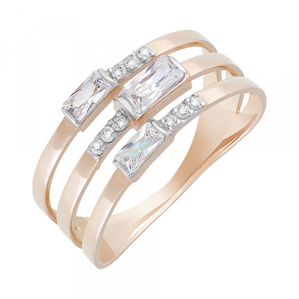 Золотое кольцо с фианитами № 129037