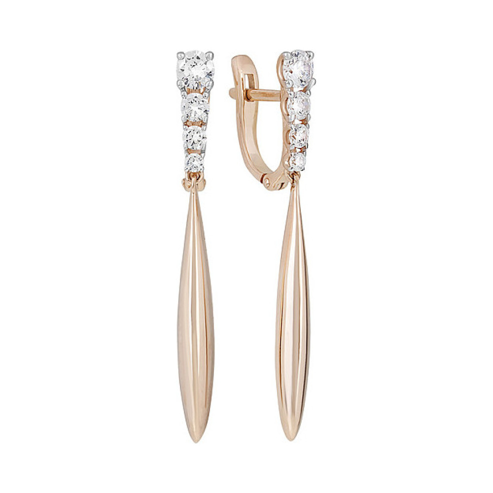 Золотые серьги с фианитом № 134759