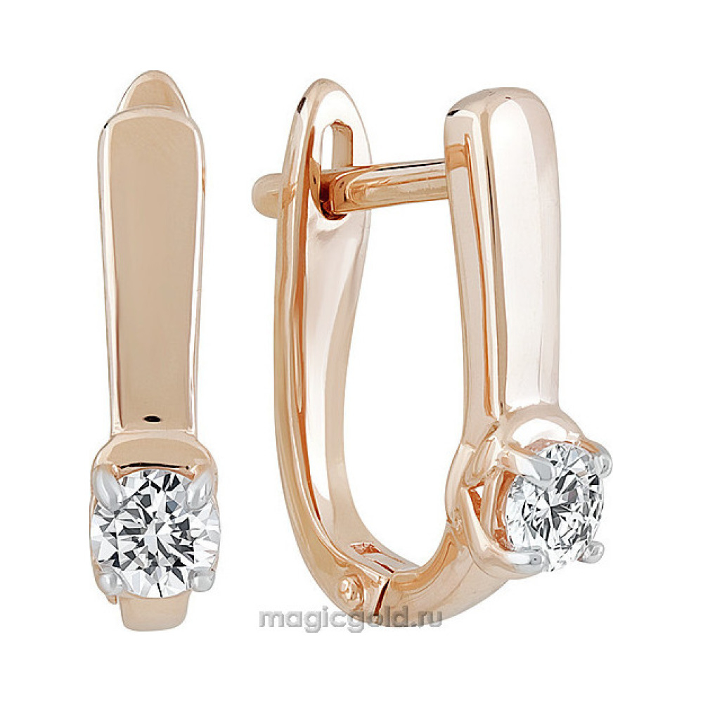Золотые серьги с фианитом № 139459