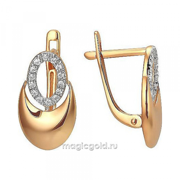 Золотые серьги с фианитом № 174193