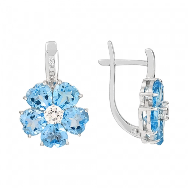 Золотые серьги с топазом и фианитом № 51767