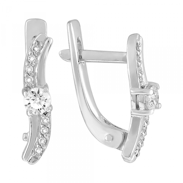 Золотые серьги с бриллиантом № 120213