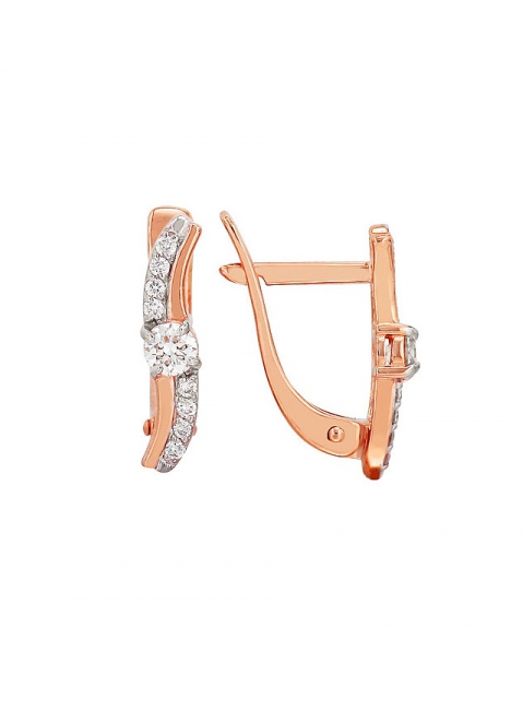 Золотые серьги с бриллиантом № 114166