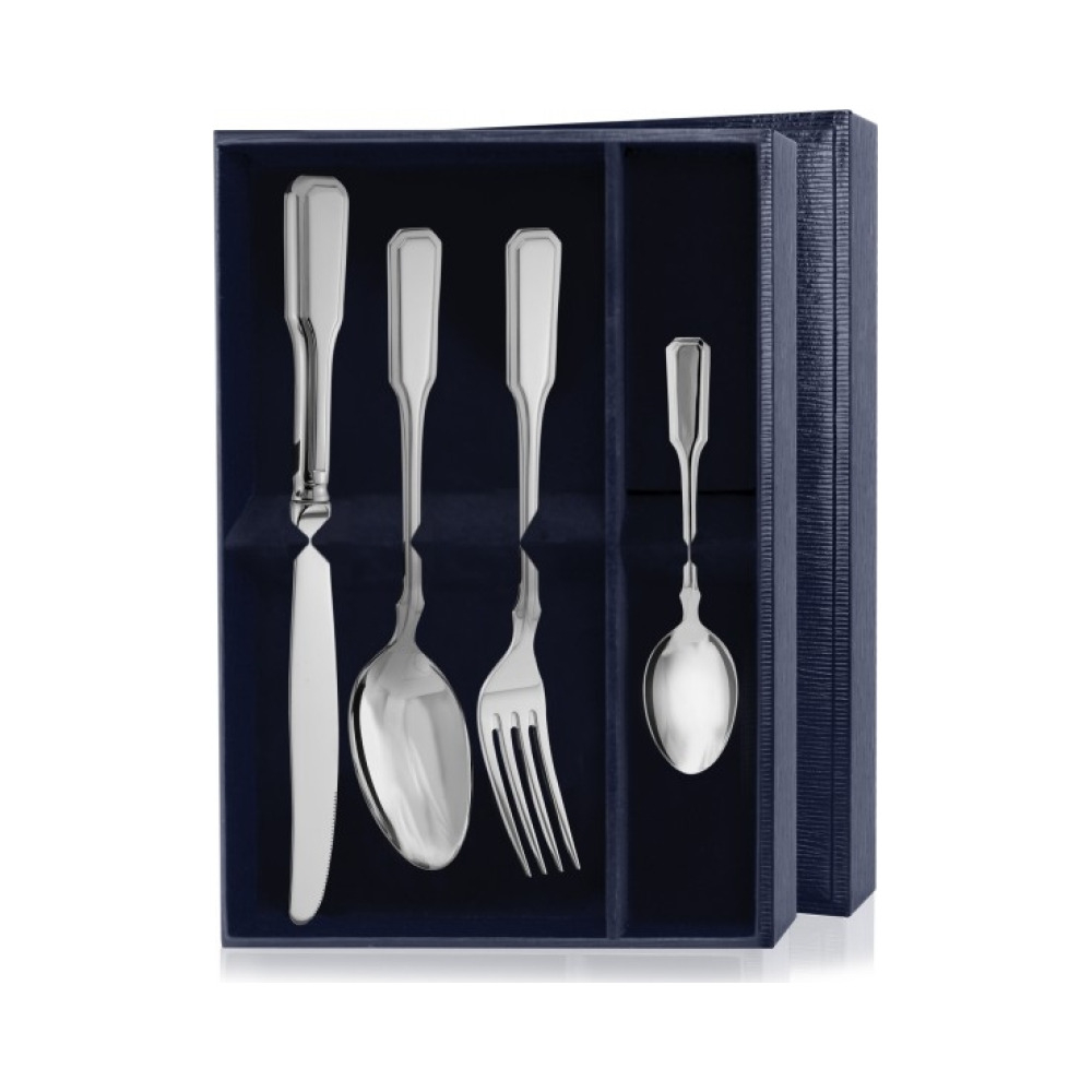 Набор из 4 столовых серебряных приборов "Русский"