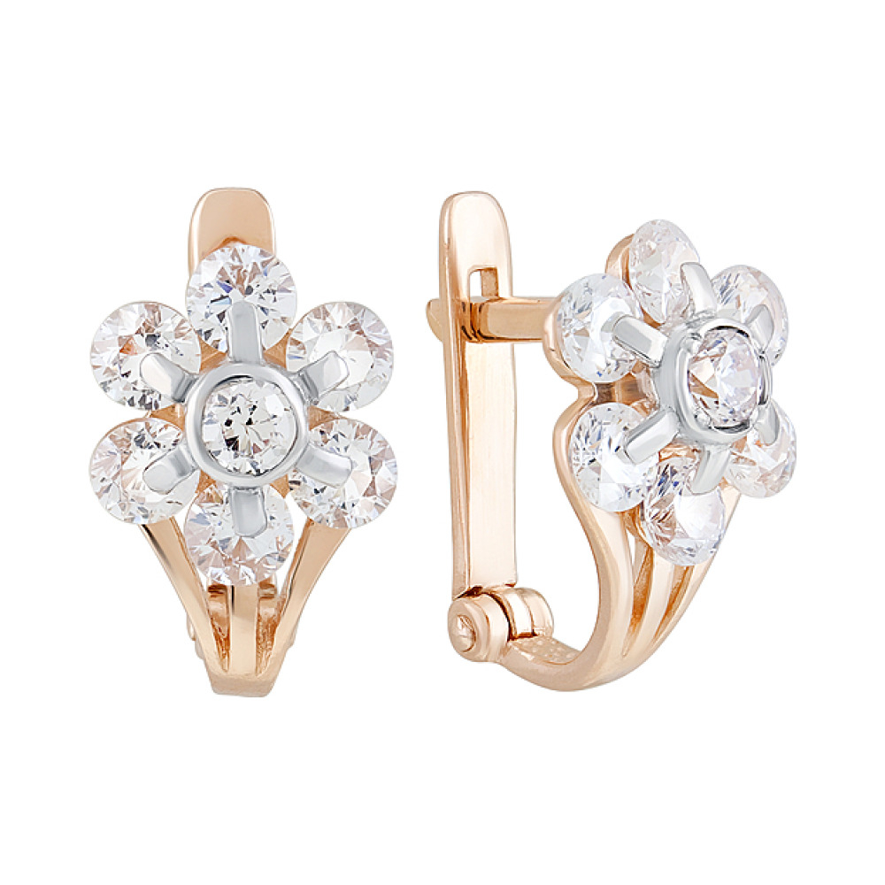 Золотые серьги с фианитами № 126762