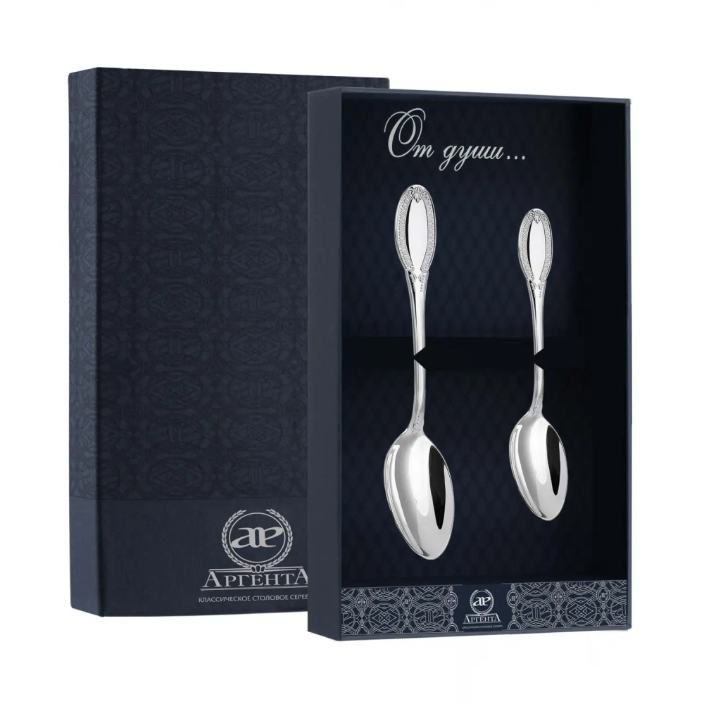 Набор столовый Император: Столовая ложка и Чайная ложка большая  из серебра 925 пробы