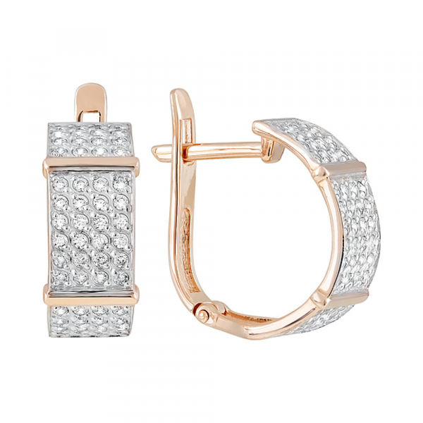 Золотые серьги с фианитом № 123652