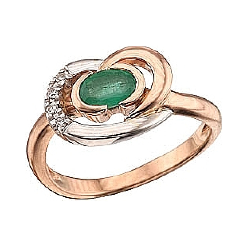 Золотое кольцо с бриллиантом № 129124