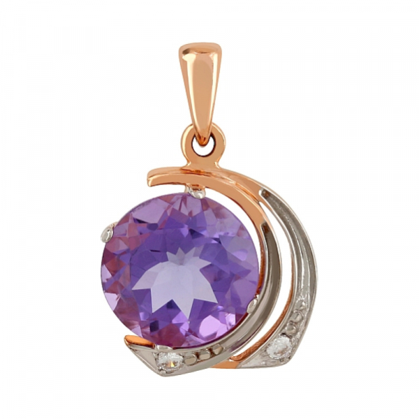 Золотая подвеска с аметистом и фианитом № 108063