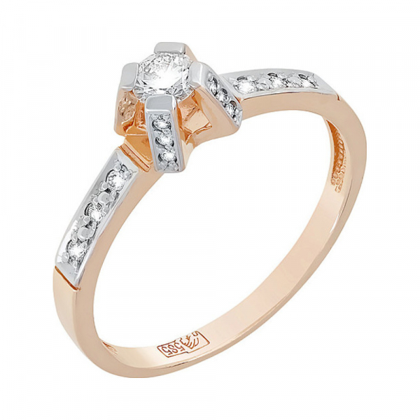 Золотое кольцо с бриллиантом № 118565