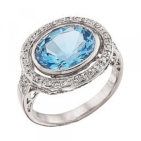 Золотое кольцо с бриллиантом и топазом № 30009