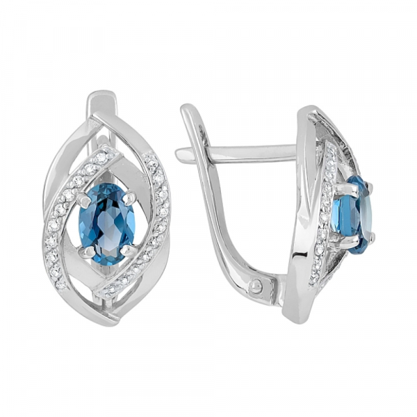 Золотые серьги с топазом и фианитом № 120005